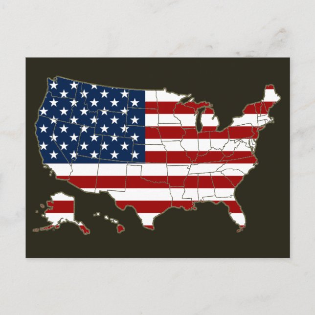 USA map & flag Postcard (Front)