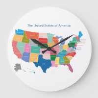 USA map on clock