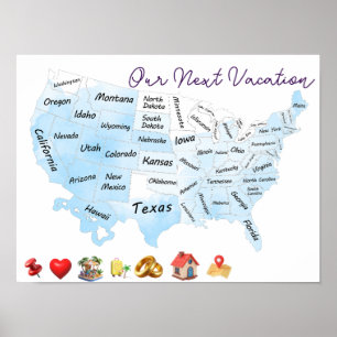 USA Map Personalize Custom Poster