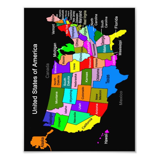 USA Map Photo Print (Front)