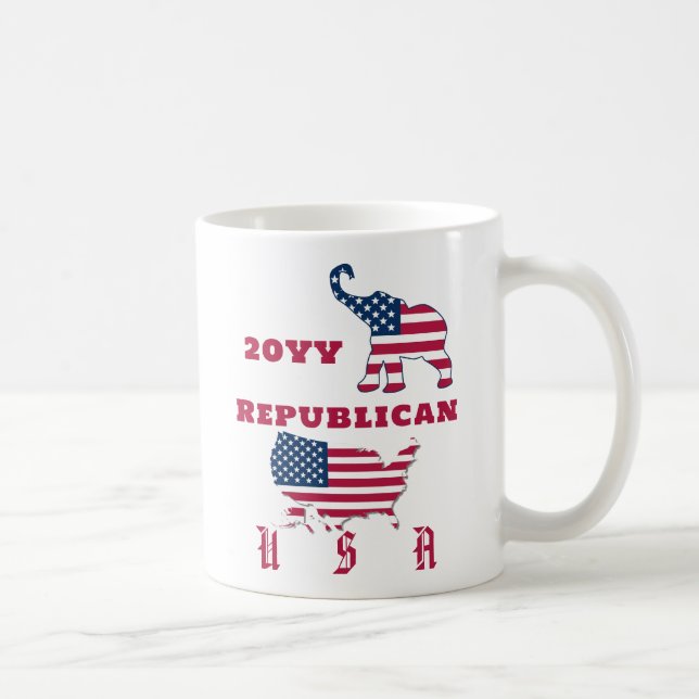 USA Map Republican Party Elephant on Flag Election Coffee Mug (Right)