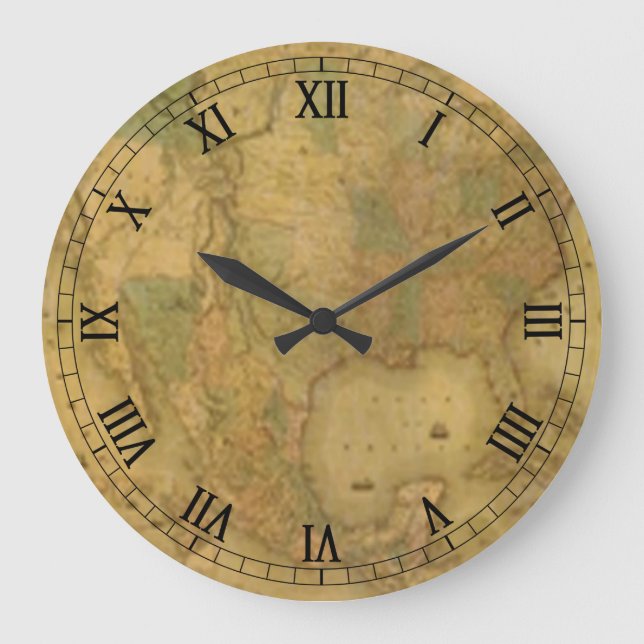 USA Map Round Roman Numerals Clock (Front)