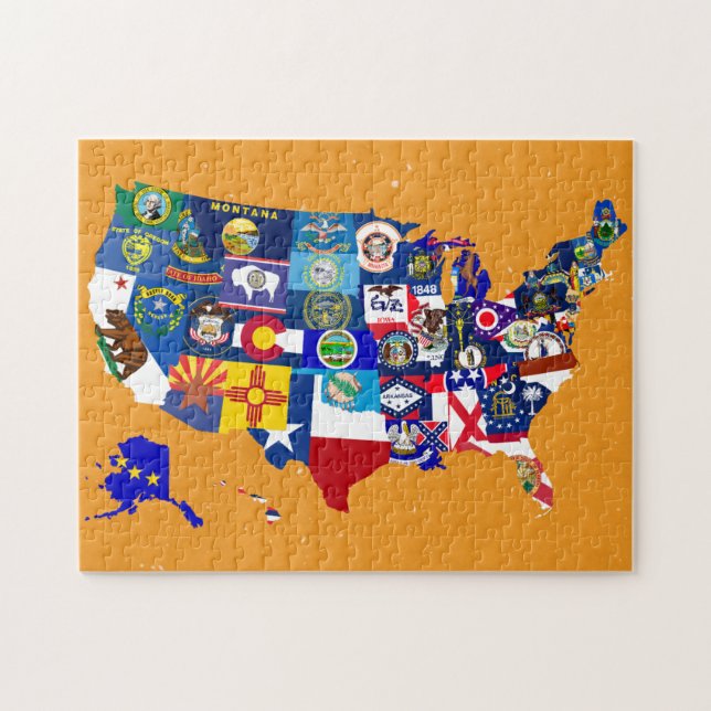 USA Map State Flags Mosaic Jigsaw Puzzle (Horizontal)