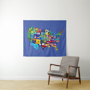 USA Map Tapestry