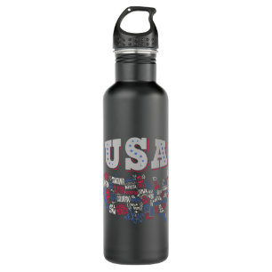 USA Map U.S. states America 710 Ml Water Bottle