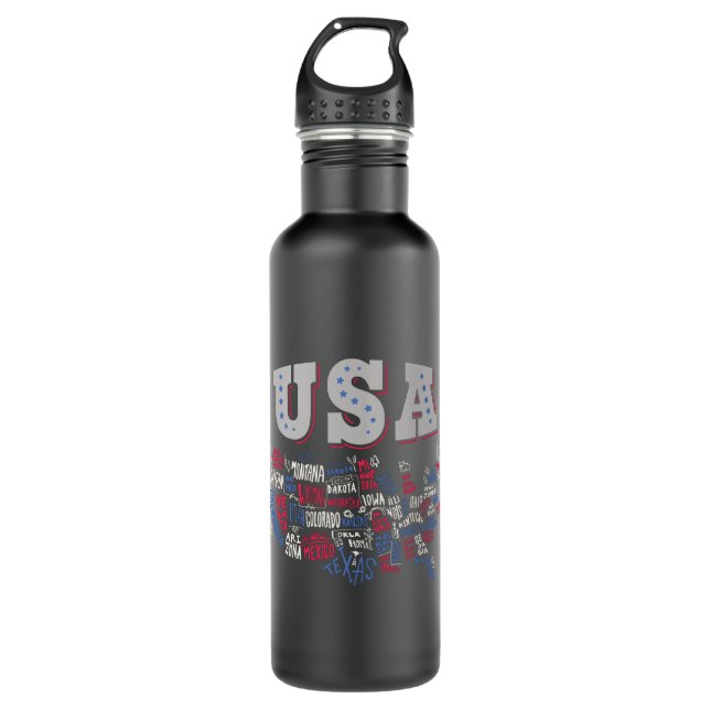 USA Map U.S. states America 710 Ml Water Bottle (Front)