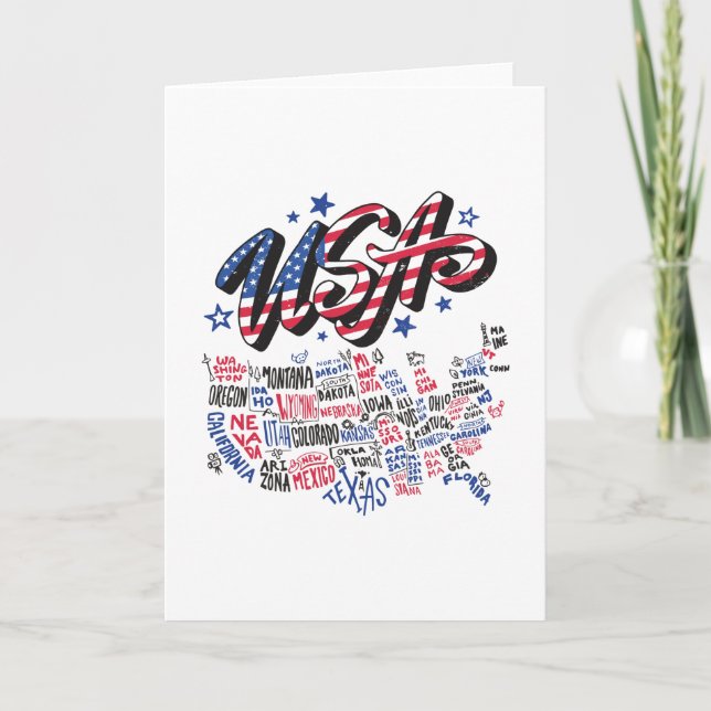 USA Map U.S. states America Card (Front)