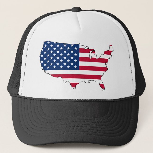 Usa Map, United States flag Trucker Hat (Front)