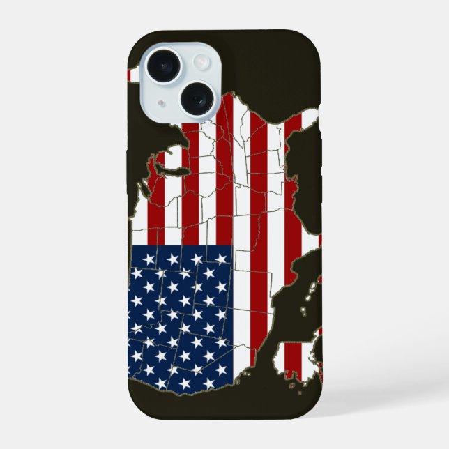 USA map with american flag iPhone 15 Case (Back)