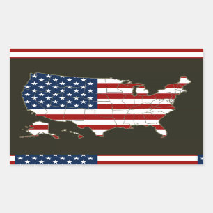 USA Map with american flag Rectangular Sticker