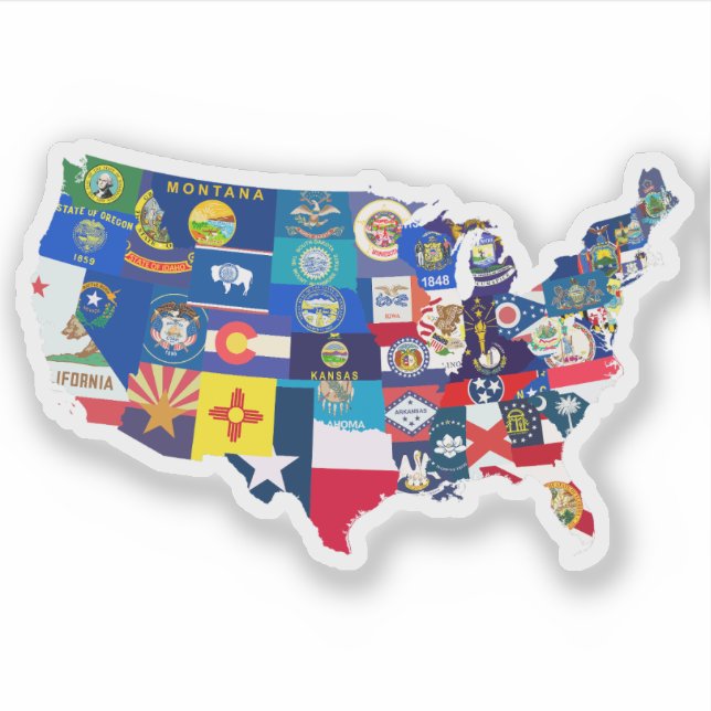 USA map with flags (Front)