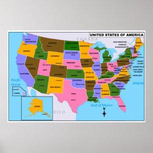 USA Map with State Capitals Poster