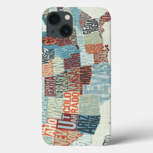 USA Map with States in Words iPhone 13 Case