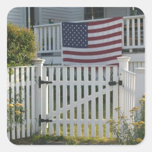 USA, Massachusettes, Gloucester: Patriotic Fence Square Sticker