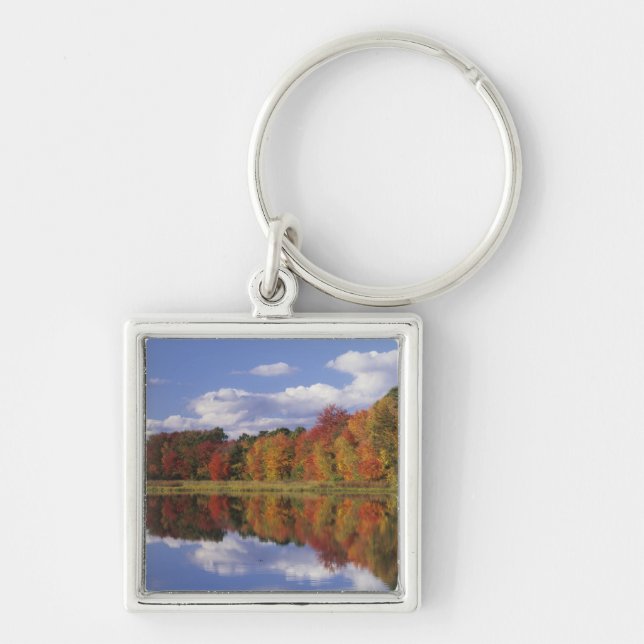 USA, Massachusetts, Acton. Reflection of autumn Key Ring (Front)