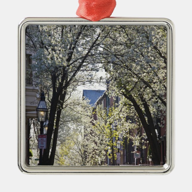 USA, Massachusetts, Boston, Beacon Hill. Metal Tree Decoration (Front)