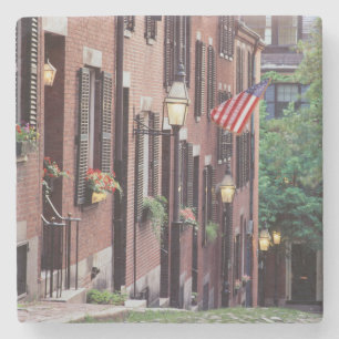 USA, Massachusetts, Boston, Houses Along Acorn Stone Coaster