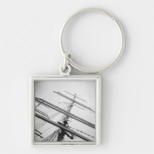 USA, Massachusetts, Boston. Masts of tall ship. Key Ring