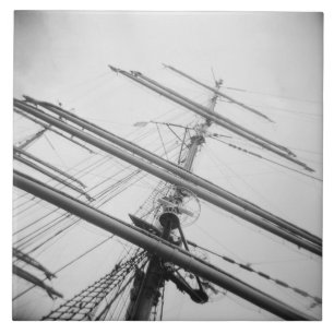 USA, Massachusetts, Boston. Masts of tall ship. Tile