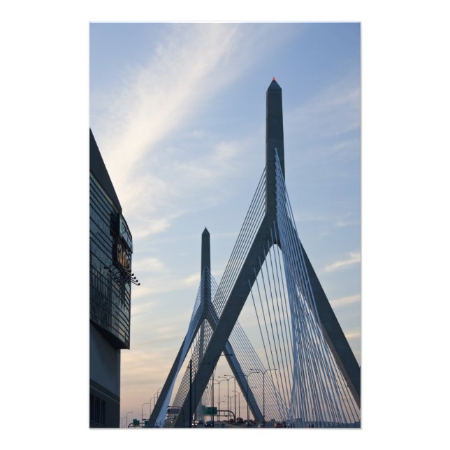 USA, Massachusetts, Boston. The Zakim Bridge. 2 Photo Print (Front)