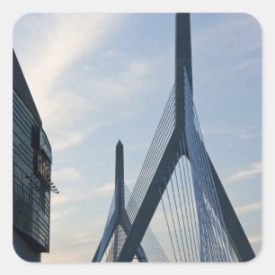 USA, Massachusetts, Boston. The Zakim Bridge. 2 Square Sticker