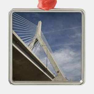 USA, Massachusetts, Boston. The Zakim Bridge. Metal Tree Decoration
