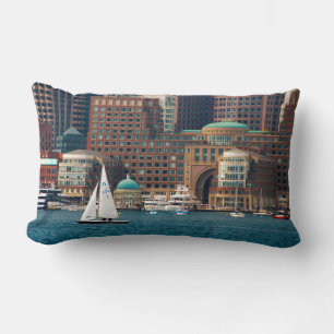 USA, Massachusetts. Boston Waterfront Skyline 2 Lumbar Cushion