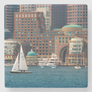 USA, Massachusetts. Boston Waterfront Skyline 2 Stone Coaster