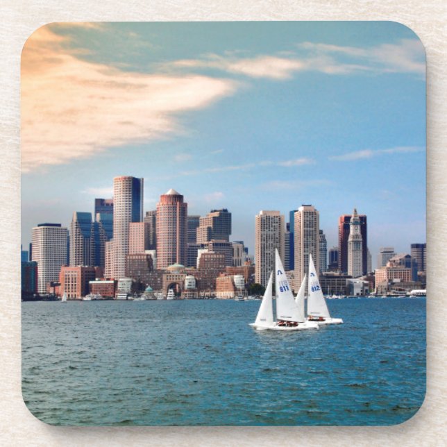 USA, Massachusetts. Boston Waterfront Skyline 3 Coaster (Front)