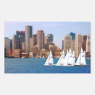 USA, Massachusetts. Boston Waterfront Skyline 4 Rectangular Sticker