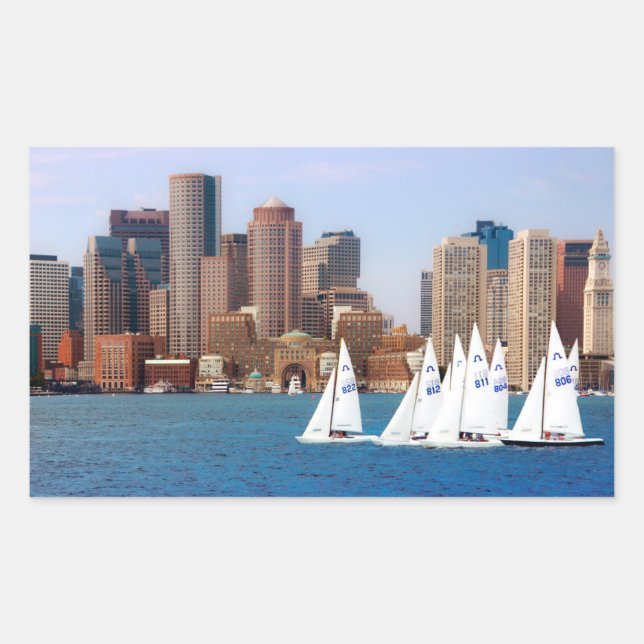 USA, Massachusetts. Boston Waterfront Skyline 4 Rectangular Sticker (Front)