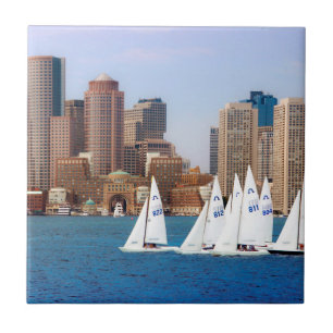 USA, Massachusetts. Boston Waterfront Skyline 4 Tile