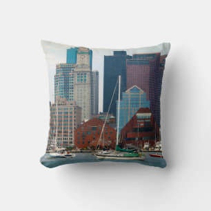 USA, Massachusetts. Boston Waterfront Skyline Cushion