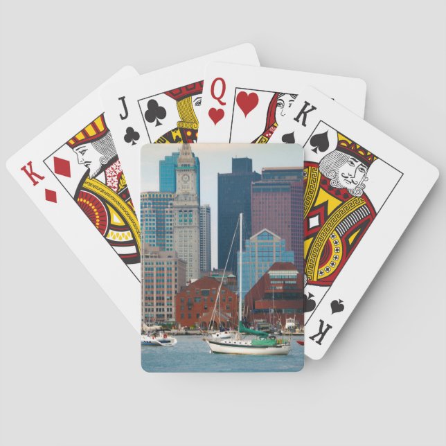 USA, Massachusetts. Boston Waterfront Skyline Playing Cards (Back)