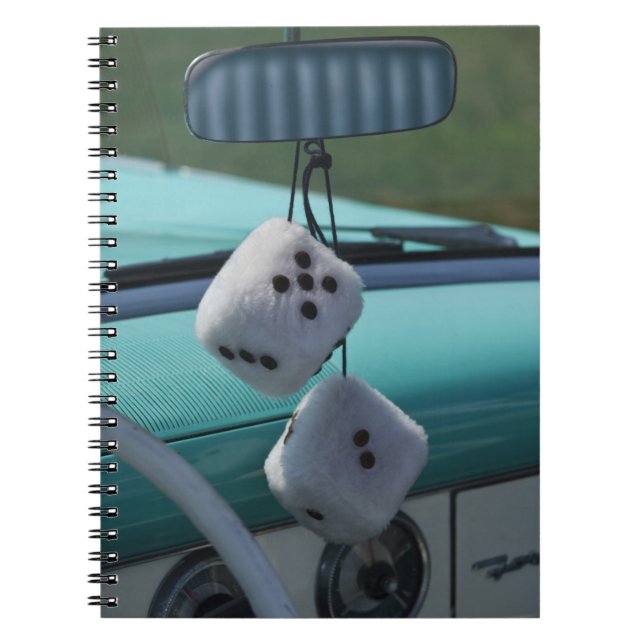 USA, Massachusetts, Gloucester. Fuzzy dice in a Notebook (Front)