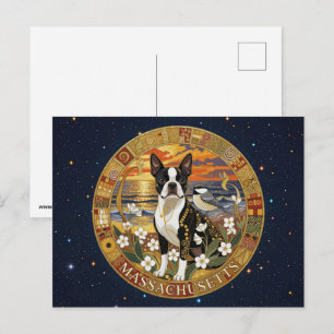 USA Massachusetts state symbols Postcard