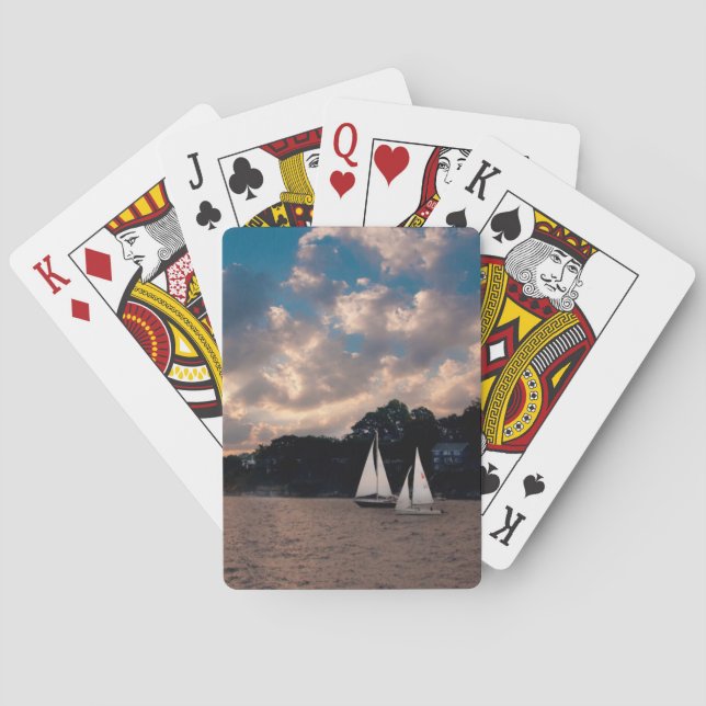 USA, Massachusetts. Sunset Sailing Playing Cards (Back)