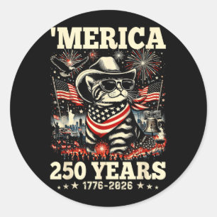 USA Merica Cat 4th of July 250 Years 1776 2026 Classic Round Sticker
