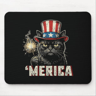 USA Merica Cat 4th of July Men Women Kids Funny Mouse Pad