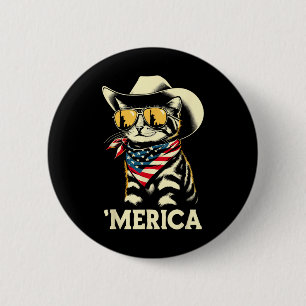 Usa merica Cat 4th Of July Men Women Kids Funny Pa 6 Cm Round Badge