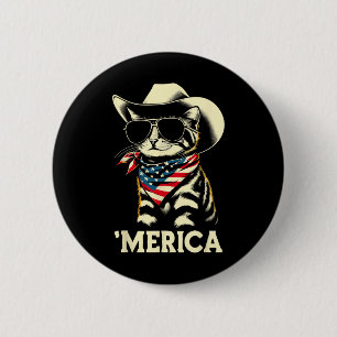 Usa merica Cat 4th Of July Men Women Kids Funny Pa 6 Cm Round Badge