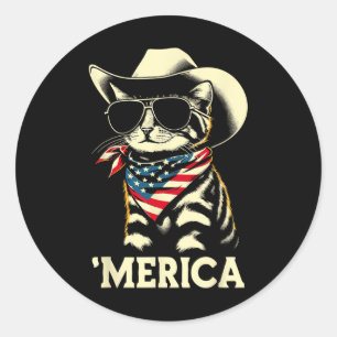 Usa merica Cat 4th Of July Men Women Kids Funny Pa Classic Round Sticker