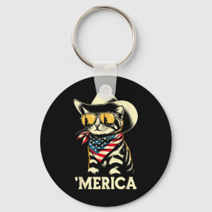 Usa merica Cat 4th Of July Men Women Kids Funny Pa Key Ring