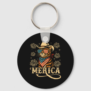 Usa Merica Cat 4th Of July Men Women Kids Funny Pa Key Ring