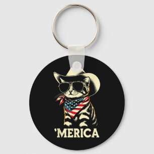 Usa merica Cat 4th Of July Men Women Kids Funny Pa Key Ring