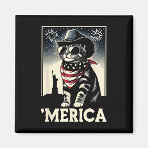 Usa merica Cat 4th Of July Men Women Kids Funny Pa Magnet