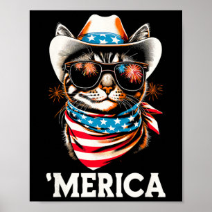 Usa merica Cat 4th Of July Men Women Kids Funny Pa Poster