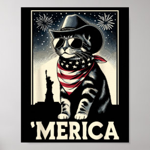 Usa merica Cat 4th Of July Men Women Kids Funny Pa Poster