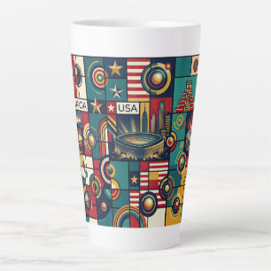 USA Mexico Canada Klimt Style Fine Art Wall Art   Latte Mug