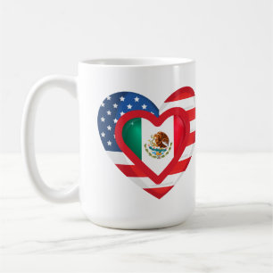 USA/Mexico Flag Heart Designer mug